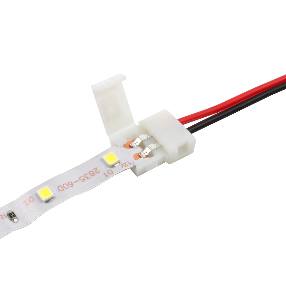 Tira de luces LED con Clip de empalme, 10 piezas, 2 pines, 8mm, 10mm, para SMD 3528, 5050, 5630, Conector de barra de luces