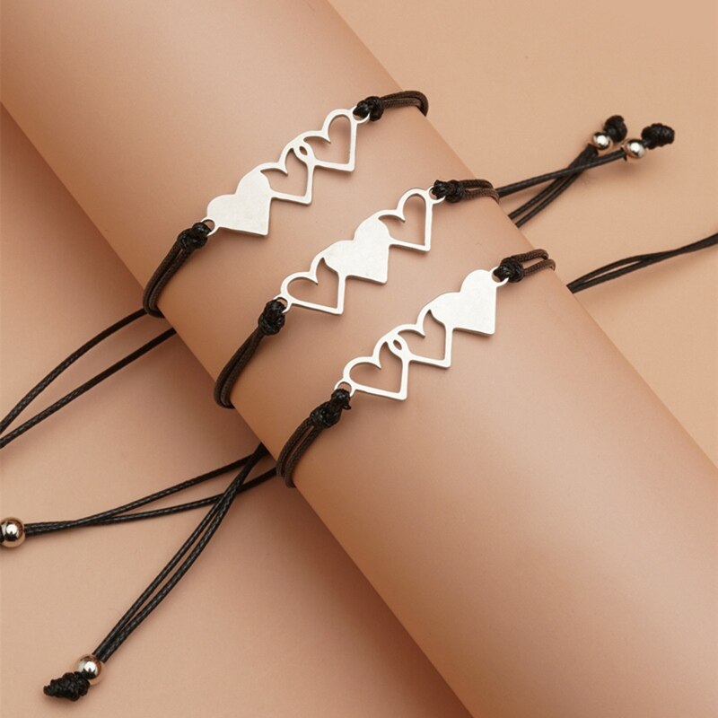 3 peças/set irmã correspondência pulseiras com cartão promessa distância pulseiras meninas amizade presente de aniversário jóias bangle