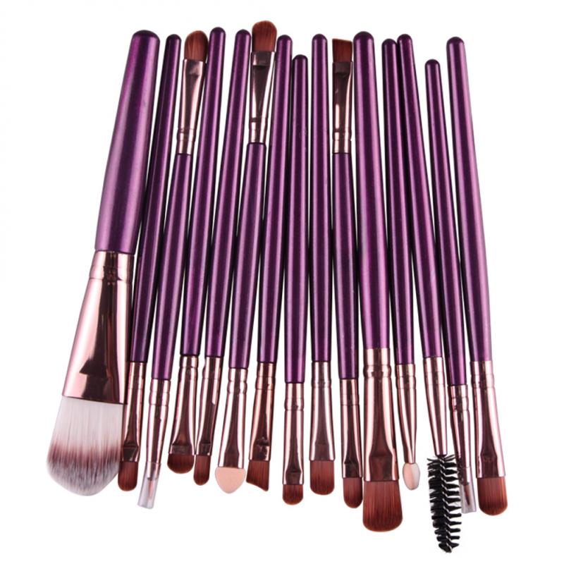 15pcs Portable Makeup Cosmetic Beauty Tools Eye Brush For Eyeshadow Eyebrow Multi-color Fiber Nylon Hair Plastic Handle: 15pcs10