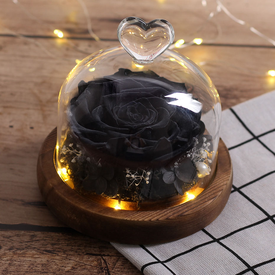 Led lampa ros i glaskupol exklusiv ros odödlig blomma födelsedag skönhet och odjuret evig mors dag presentlila ros: A086