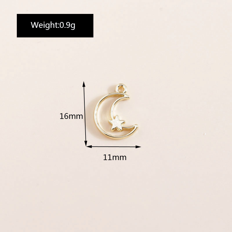 8 Uds. De bonitos colgantes de aleación chapados en oro con forma de estrella y Luna para hacer joyería DIY, accesorios hechos a mano, pendientes, collares,