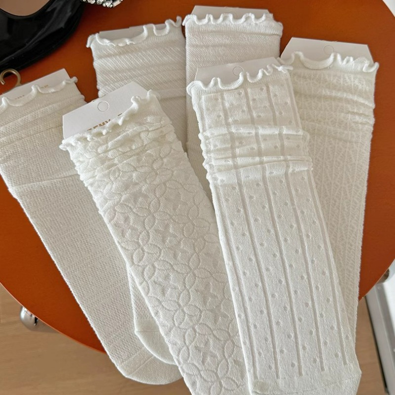 Femmes Lolita chaussettes Sexy équipage chaussettes pour femme été solide creux filles doux mignon moyen chaussettes pour femmes maille mince Sexy