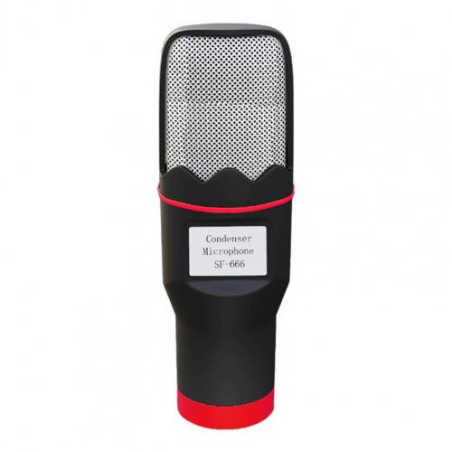 sf666 Handheld Microphone Newest Universal Noise Reduction Portable Condenser Mic with Tripod for Computer Home Meeting: Black   Red