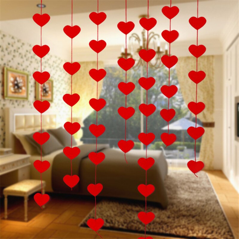 Creatieve Rode Harten Vormige Banner Romantische Bruiloft Decor Trouwzaal Valentijnsdag Scene Layout Decoratie Benodigdheden