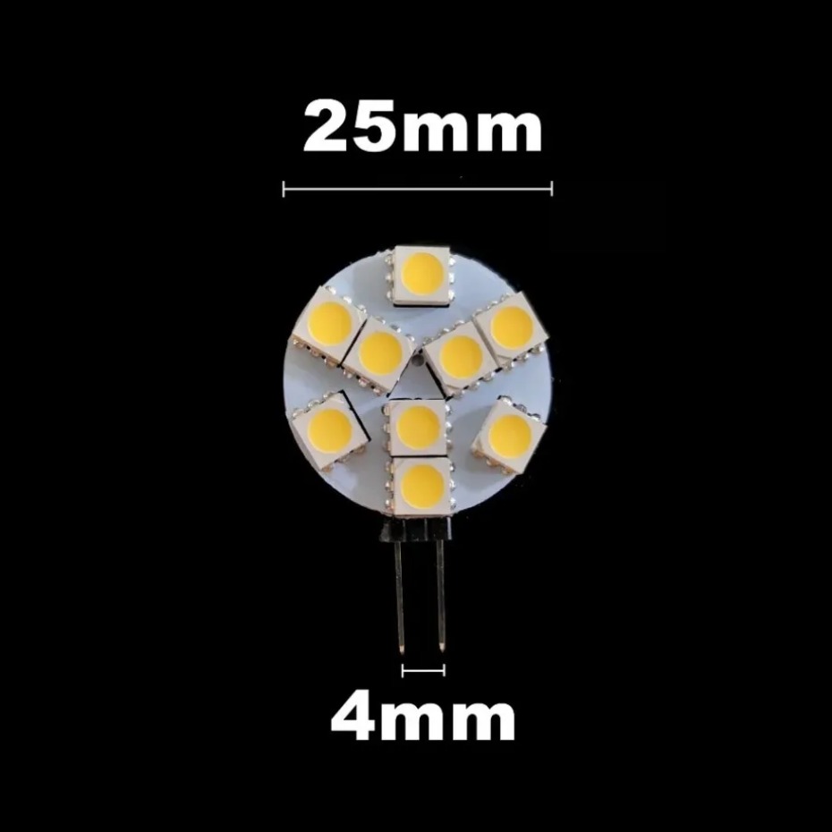 Ampoule LED à Douille G4 5050 SMD sur DC 12V, Remplacer l'Halogène, Lampe à Deux Broches, 1.2W, 1.8W, 2.4W, 4.8W, Blanc /Blanc Froid