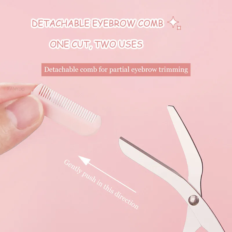 Augenbrauen schneider Schere mit Kamm Edelstahl Augenbrauen Wimpern Haars chere tragbare rosa Augenbrauen Trimmer Set Make-up Werkzeuge