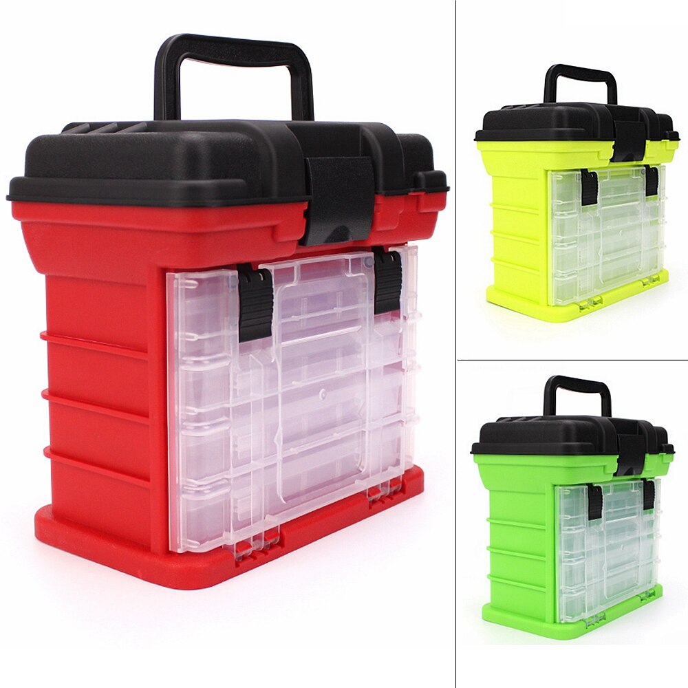 4 Layer PP+ABS Sea Fishing Tackle Box with Plastic Handle Storage Fishing Lures Tools Accessories for Outdoor Fishing