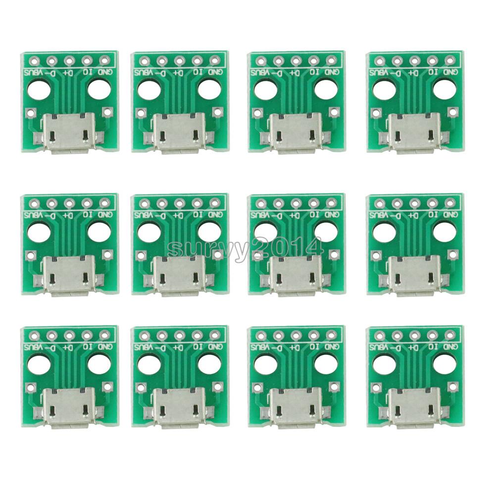 10 pces micro usb para dip adaptador 5pin conector fêmea b tipo pwb conversor pinboard 2.54