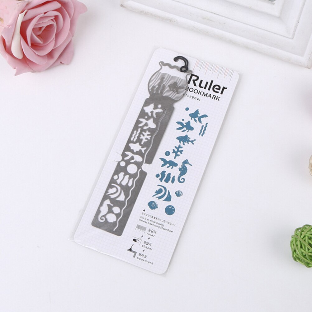 1 x cartoon vogel vis metalen bladwijzer met liniaal materiaal escolar papelaria bladwijzers voor boeken briefpapier 10cm: Goudvis