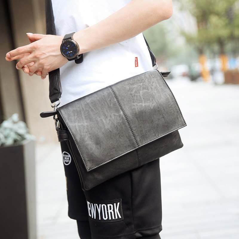 Brand Men Briefcase PU Leather Messenger Bag Simple Business Casual Travel Tote Man Crossbody Briefcases Laptop Shoulder Bags