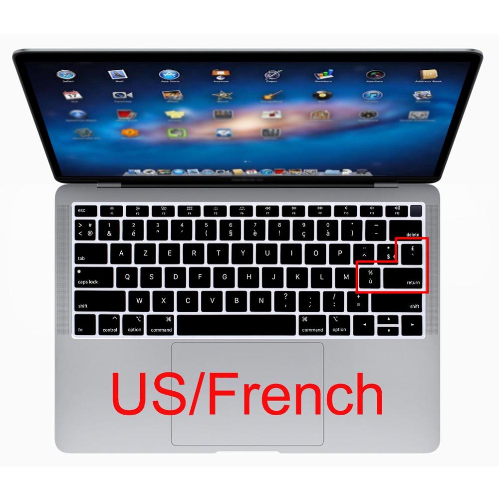 Redlai, funda de silicona para teclado resistente al agua para Macbook Air , 13, A1932, ID táctil, US, entrar en español, francés, tailandés, taiwanés: French