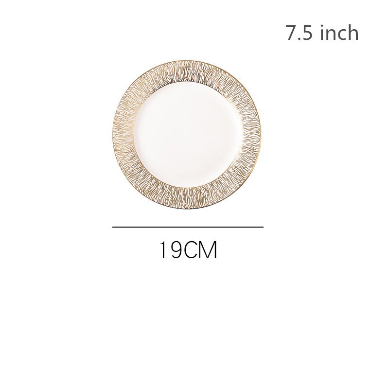 European Style Gold Side Steak plates Retro Tableware Western food plates Dessert Tray Kitchen Dinner Ceramic Pasta plates: C2  7.5 inch