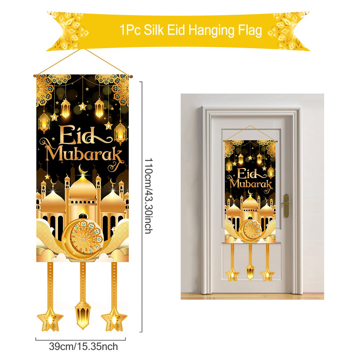 Eid mubarak pendurado bandeira ramadan decoração para casa 2025 ramadan kareem islâmico muçulmano fontes de festa eid al adha presentes