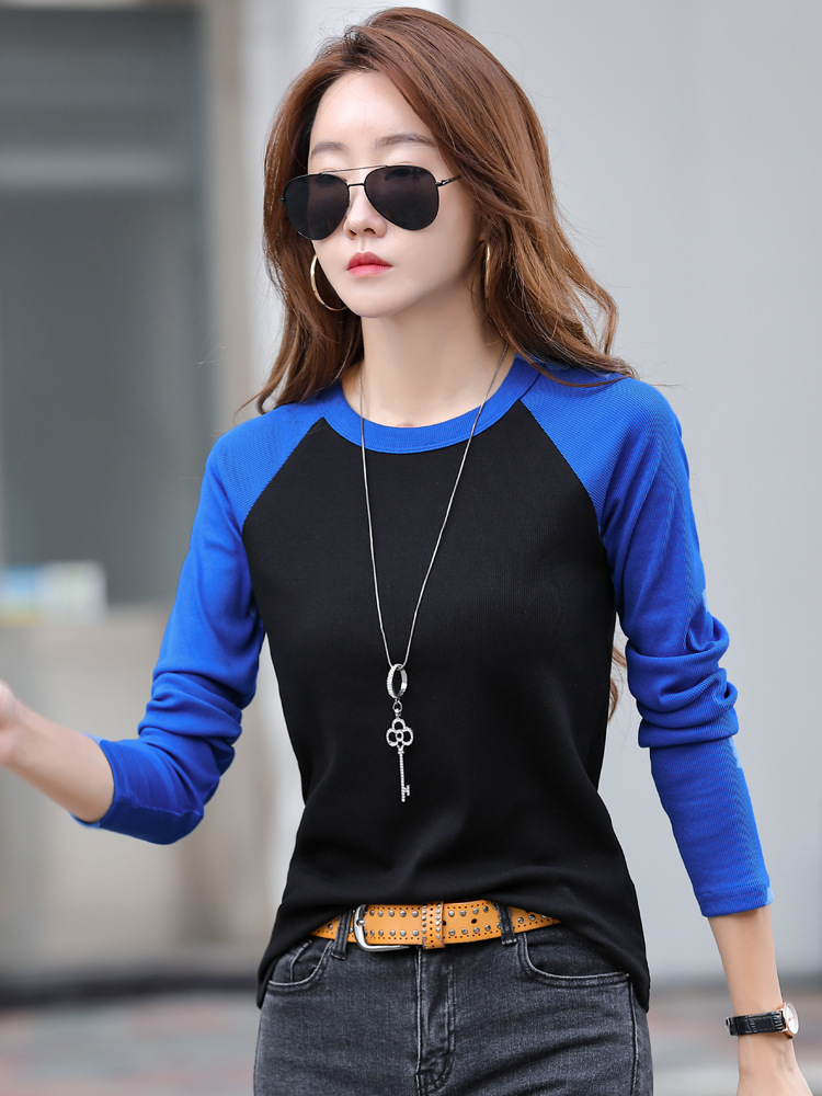 Cotton Slim T Shirt Women Contrast Color Womens – Grandado