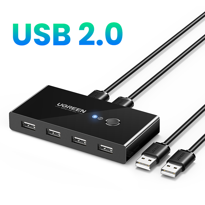 Ugreen Usb Kvm Switch Usb 3.0 2.0 Switcher Kvm Switch Voor Windows10 Pc Toetsenbord Muis Printer 2 Pcs Sharing 4 apparaten Usb Switch: Bruin