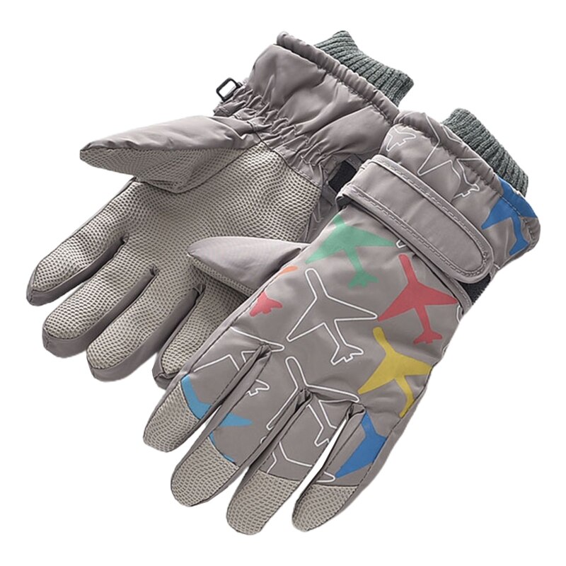Kinderen kinderen winter warme berg snowboard ski handschoenen sport lange vinger wanten: Grijs