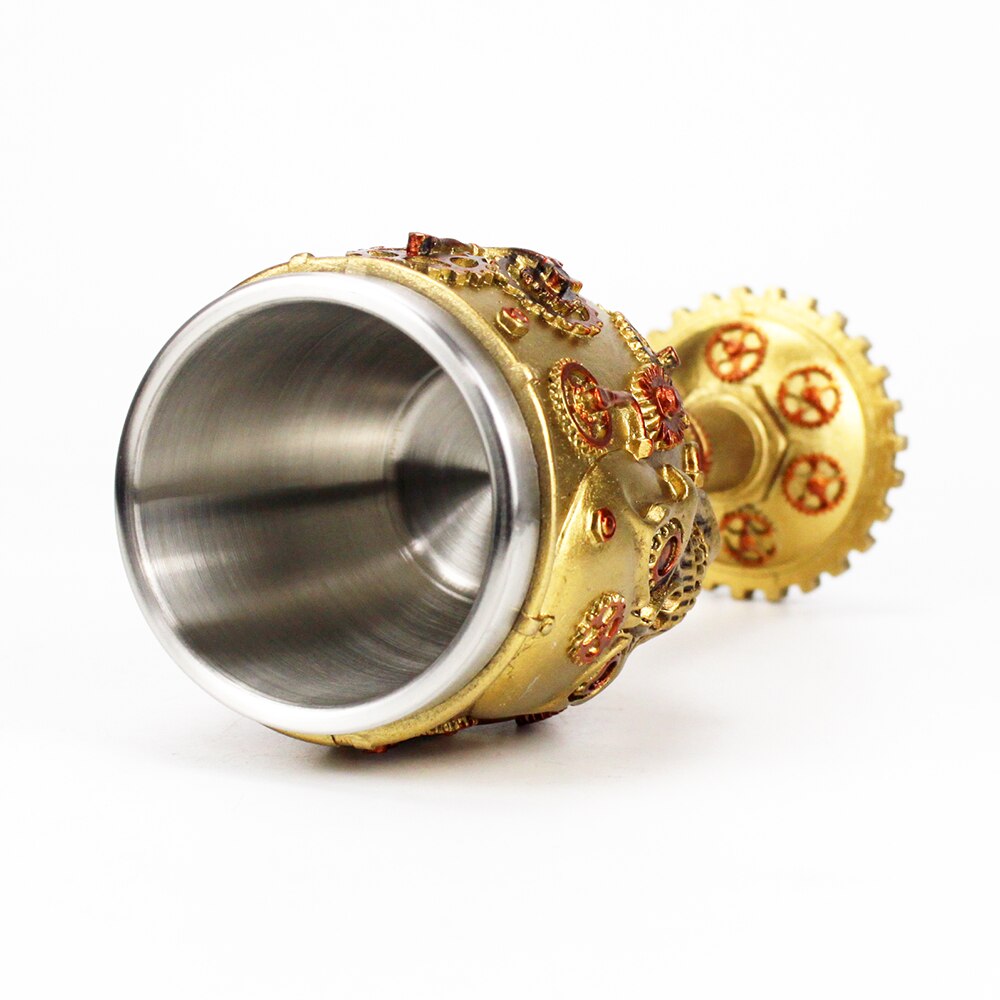 Szklany puchar robić wina z 3D złoto bieg czaszka retro stal nierdzewna i żywica puchar wina najlepsze urodziny prezenty na halloween bar Drinkware