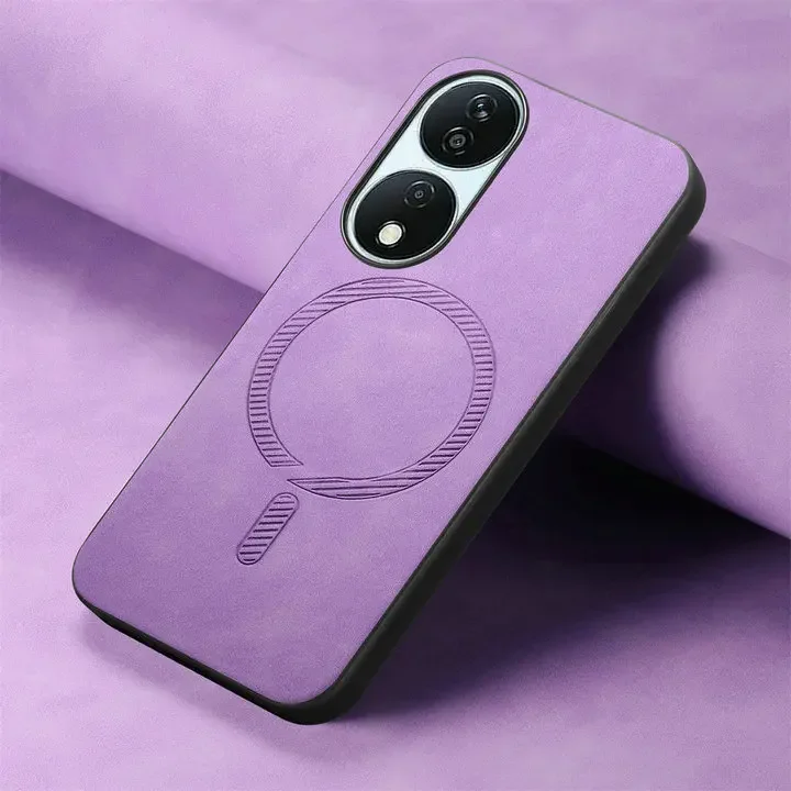 Honor 90 Lite 90Smart 5G 2024 Funda de lujo Funda de cuero con imán Funda Magsafe Honor 90 Funda inteligente para teléfono Honor90 Pro 100 Funda trasera: ABS de alta resistencia / Púrpura