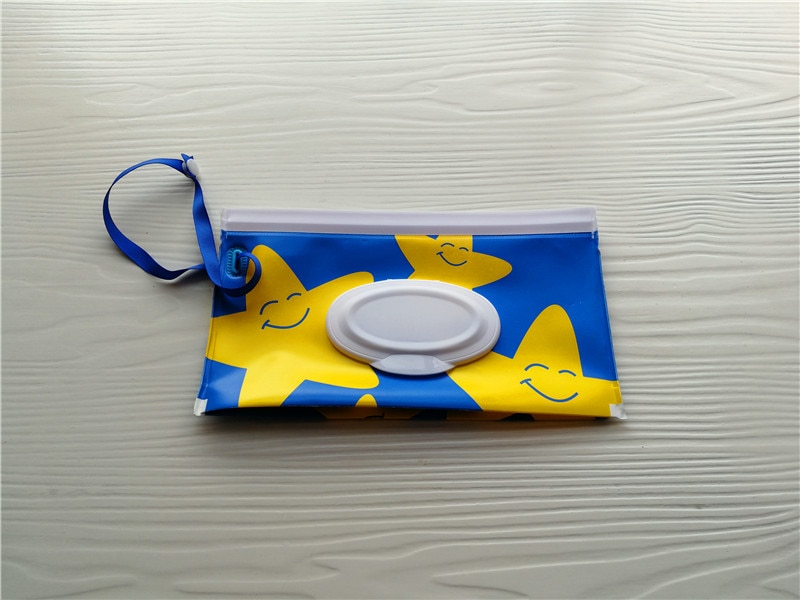 Portable Baby Wet Wipes Storage Bag Stroller Carrying Case Easy Carry Snap Strap Wipes Container Clamshell Cosmetic Pouch: Style 11