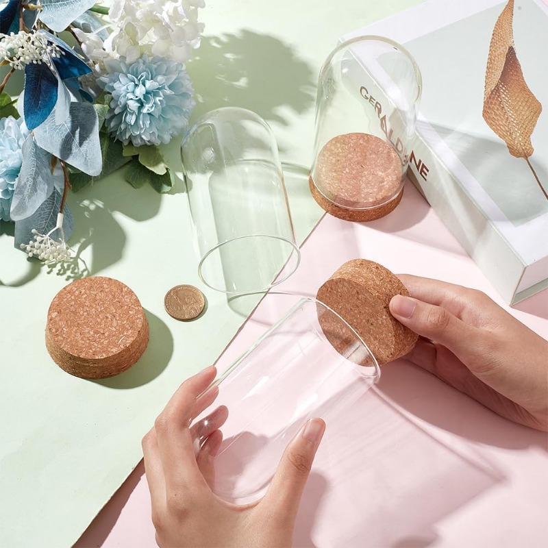 3 Set Dome Display Glazen Pot met Kurk 65x133mm Bell Cloche Glazen Decoratie Case voor Bloemplanten Exemplaren Ambachten Decoraties