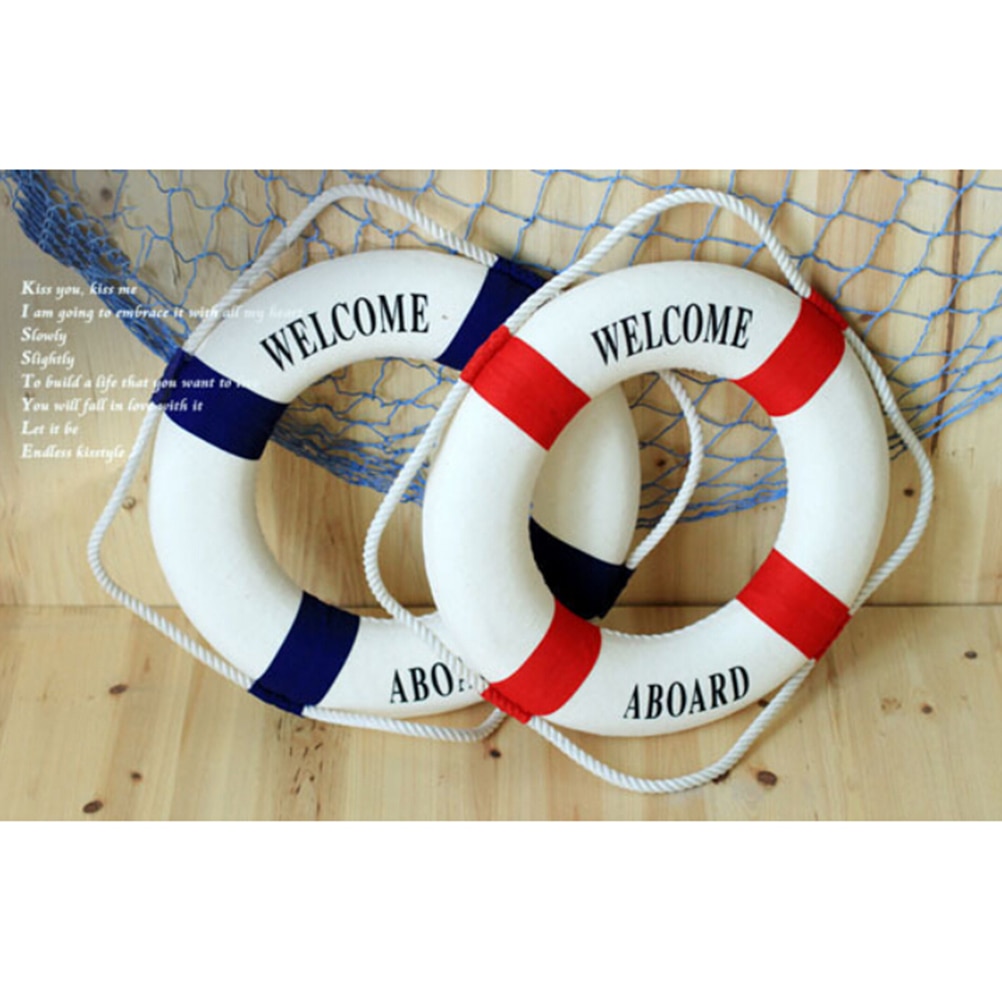 Bienvenue à bord de la vie nautique bouée de sauvetage anneau bateau tenture murale décoration de la maison Style méditerranéen