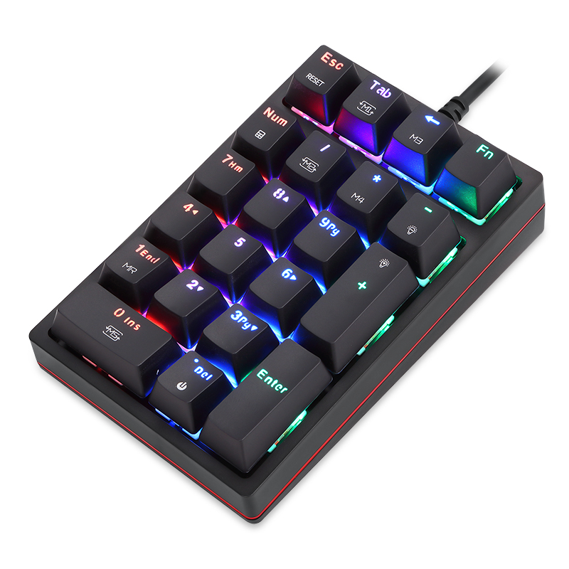 MOTOSPEED K24 Keyboard Mechanical Numeric USB Wired 21Keys Numpad RGB Backlight OSU Game Player Installable Driver Extended: Red Switch