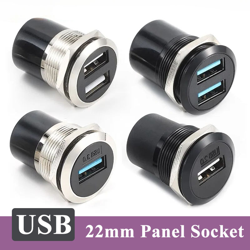 Módulo de Panel USB 3,0 de 22mm, enchufe Circular de Metal tipo C, conector de rosca Dual USB 2,0/3,0, interfaz USB, enchufes HDMI tipo C