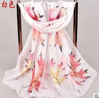 Fal/win esdoornblad chiffon sjaal zijden vierkante hijab coole sjaal dames foulard femme sjaals haar bufanda mujer: 2