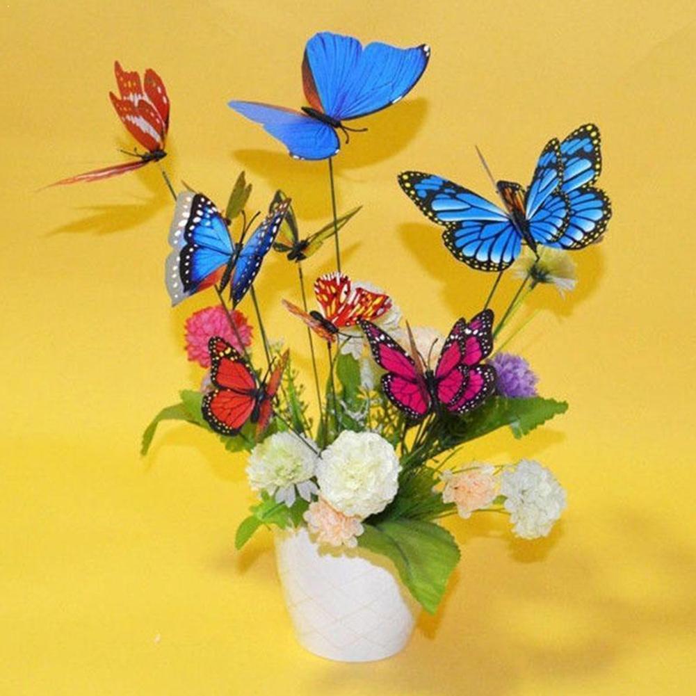 Outdoor Garden Planting Flower Pot Dual-layers Butterflies Garden Butterfly Decoration Garden Decor Ornament K3P5