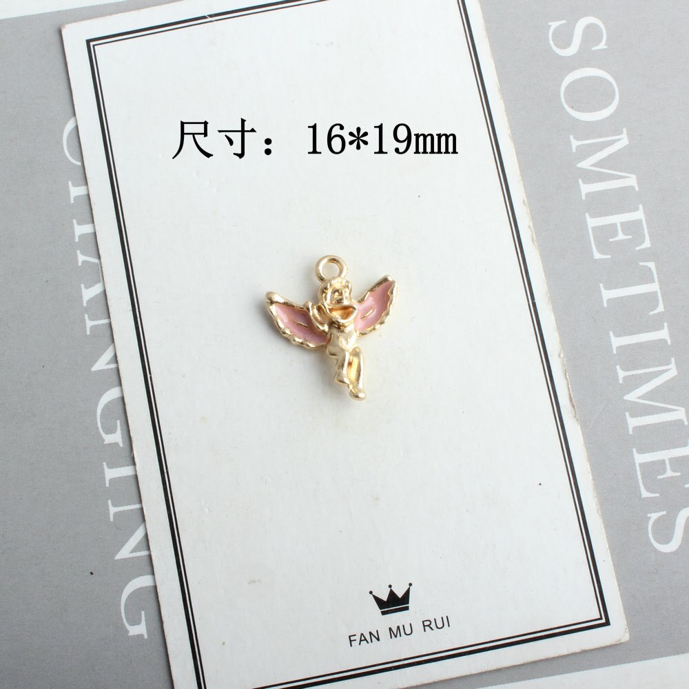 10Pcs/Lot Christmas Angel Charms For Jewelry Making Enamel Gold Color Tone DIY Handmade Jewelry Accessories: Pink