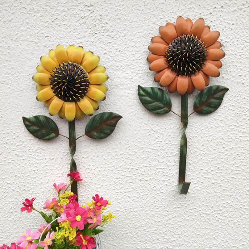2 ganchos decorativos Vintage, gancho de girasol de Metal para llaves, colgadores de pared de cocina, decoración de pared, gancho de pared de Metal, accesorios, soporte para
