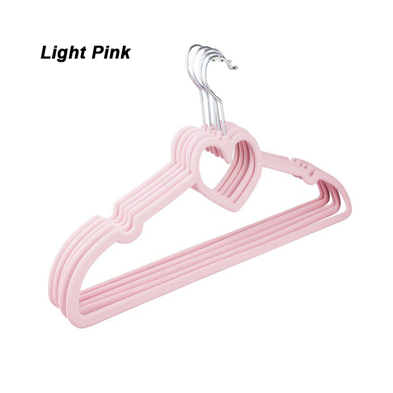 10pc/lot Heart Shaped Plastic Velvet Hangers Non-Slip Clothes Hanger with 360 Degree Swivel Hook Kleding Organizer Cabide Veludo: Pink