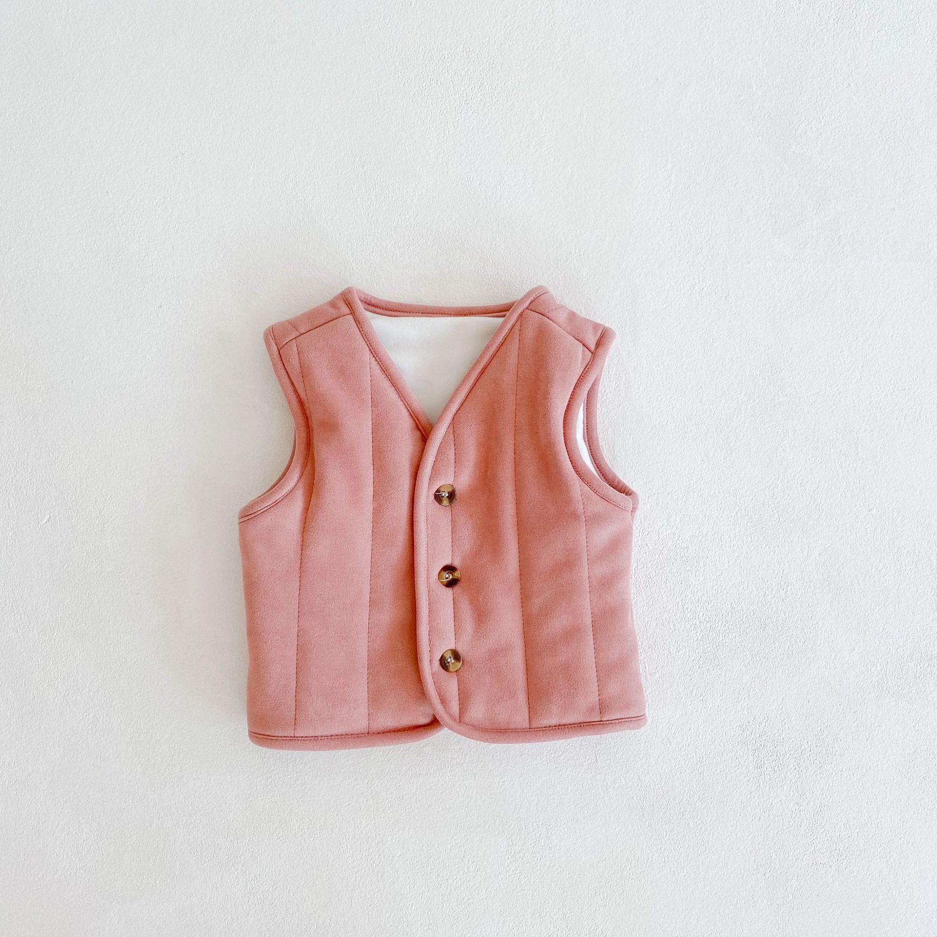 Winter 3-36M Baby Meisjes En Jongens All-Match Gewatteerde Verdikte Warm Puur Katoen Vest Baby Effen kleur Vest Vest Jas: Roze / 66CM