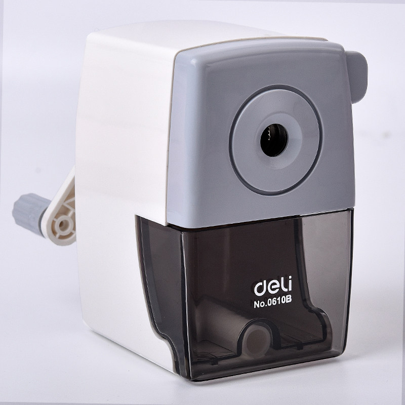 DELI Hand-cranked Pencil Sharpener Manual Rotary Pencil Knife Kids Hand Crank Pencil Cutter 0610B/0668 School Office Supplies: 0610B-White