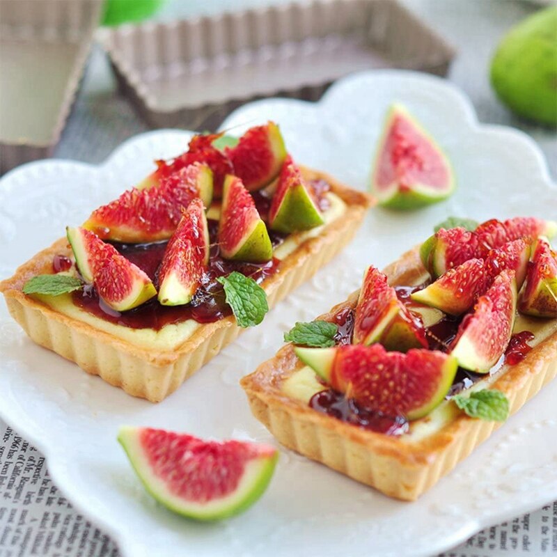 4 Pack Mini Tart Pan with Removable Bottom,4.5 Inch Square, Cake Baking Tray Nonstick Quiche Pan, Quiche Pan