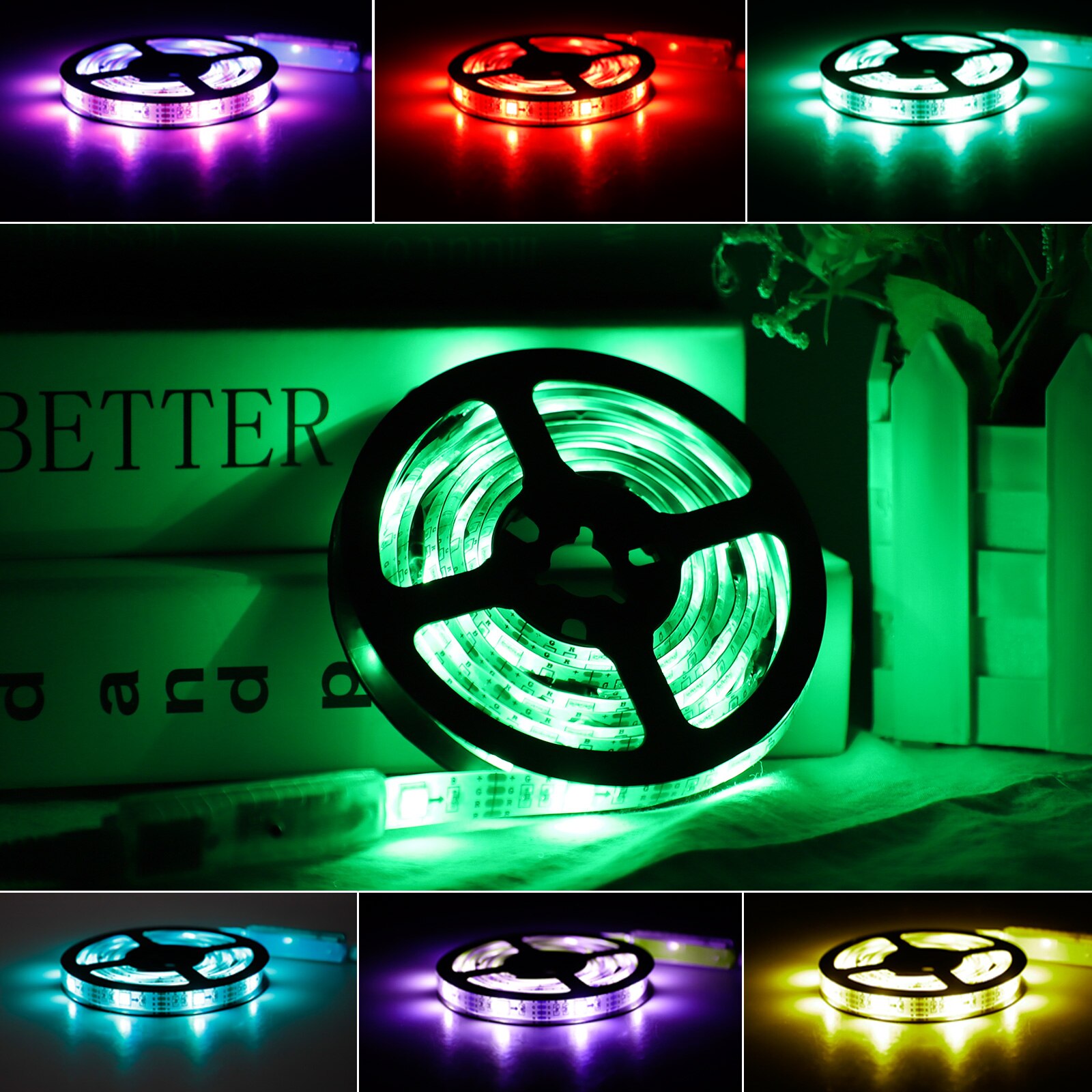2m RGB LED Strip Lights Kit Music Waterproof Tape Lights Color Changing Rope Lights with Remote for Bedroom Home TV Party