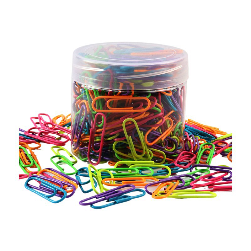 200pcs 28mm Colored Metal Paper Clip Bookmark Office Stationery Cartoon Anti Rust Pin Return Type Needle: light green