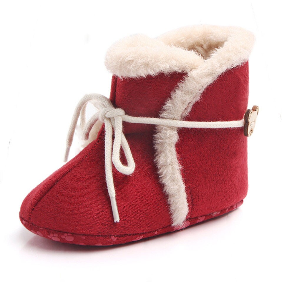 0-18m nyfødte baby baby piger sne støvler vinter varm baby sko solid botton plys ankelstøvler: Rød / 13-18 måneder