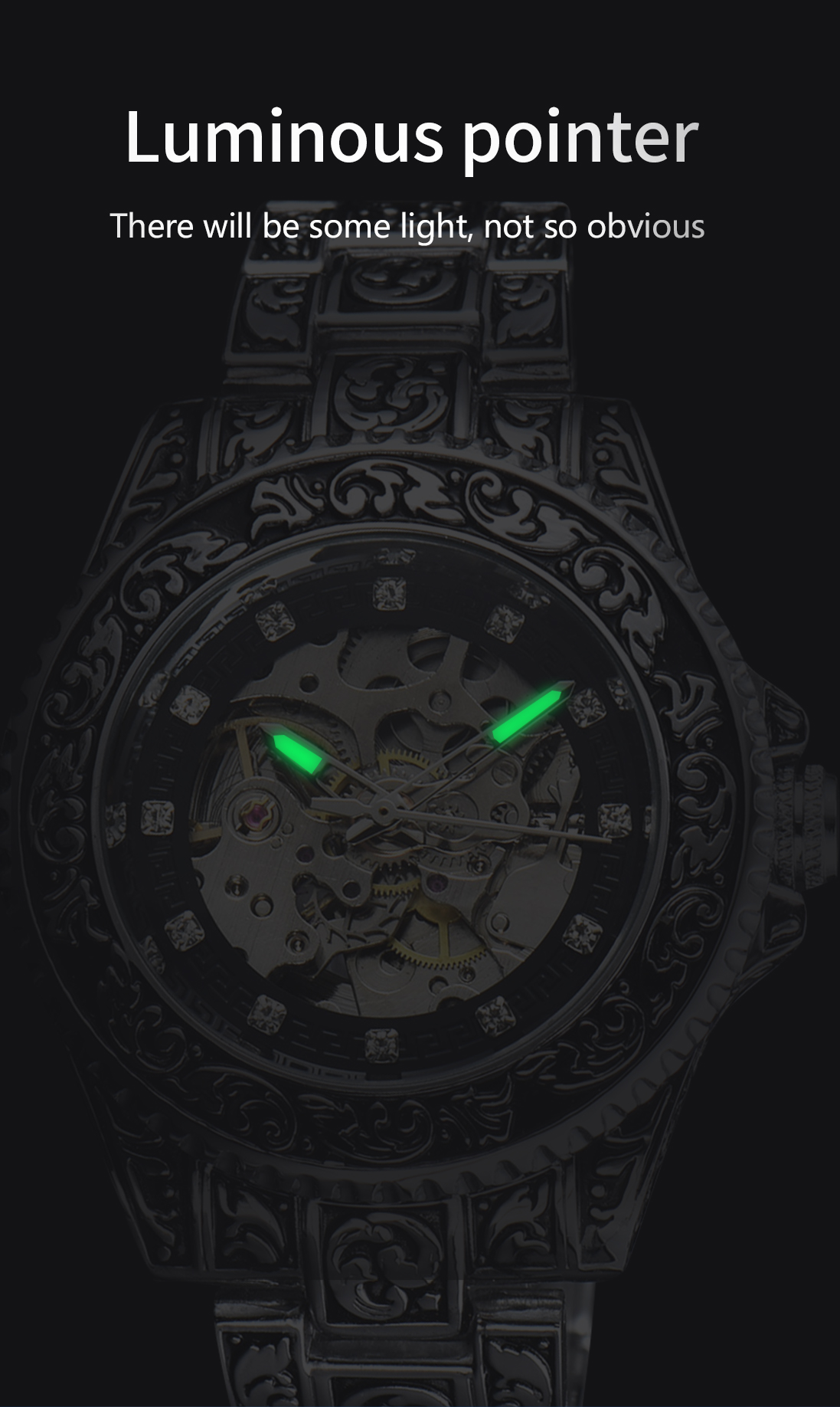 Reloj Automático LONGLUX, reloj mecánico retro de lujo, acero inoxidable tallado, resistente al agua, sin logotipo, reloj para hombre, para hombre