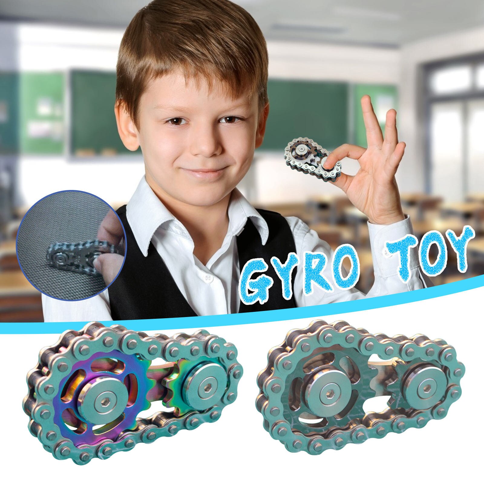 Vingertop Speelgoed Gyro Tandwiel Vliegwiel Vingertop Fidget Spinner Metalen Speelgoed Gear Chain Roadbike Spinner Kids Jaar