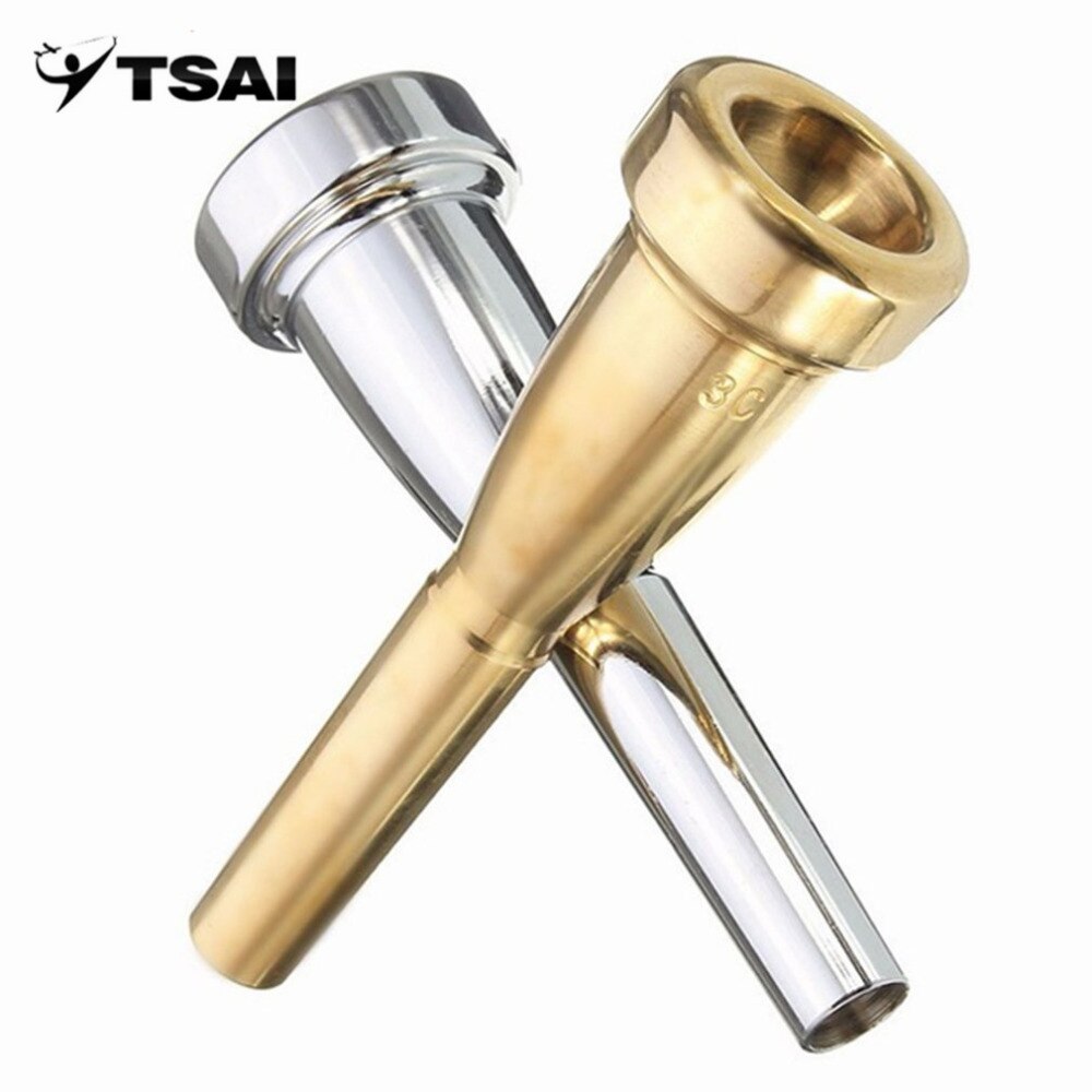 Boquilla de trompeta, tamaño moscada 3C, para principiantes de Bach, accesorios musicales de trompeta, piezas prácticas de oro y plata