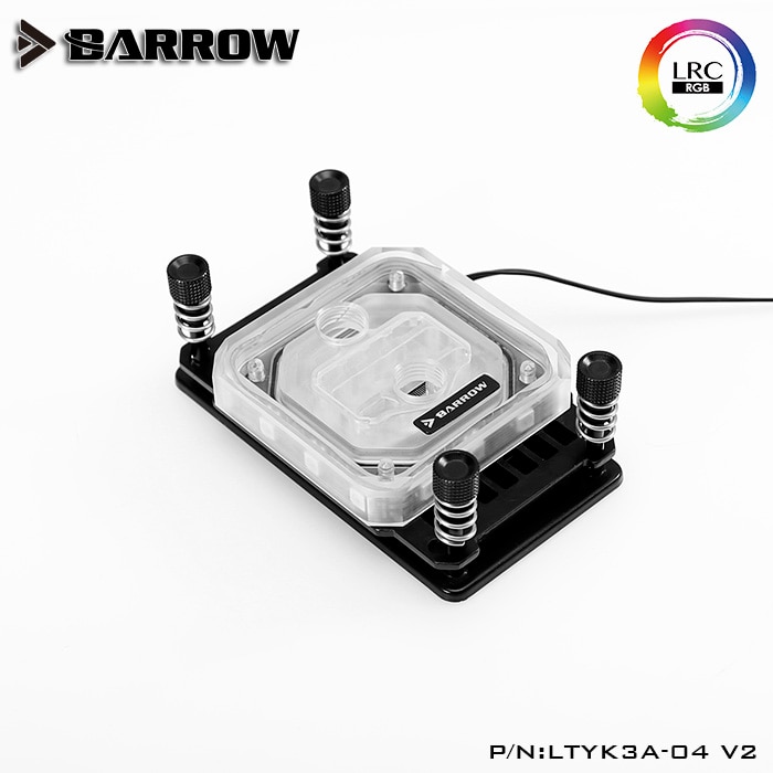 Barrow LTYK3A-04-V2, For RyzenAMD/AM4/AM3 CPU Water Blocks, LRC RGB v2 Acrylic Microcutting Microwaterway Water Cooling Block