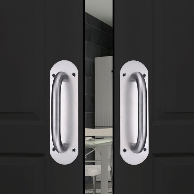 2 Piece Door Handle Stainless Steel Fire-proof Satety Door Pull Push Heavy Wooden Garden Doors Handles 280x68mm Furniture Handle
