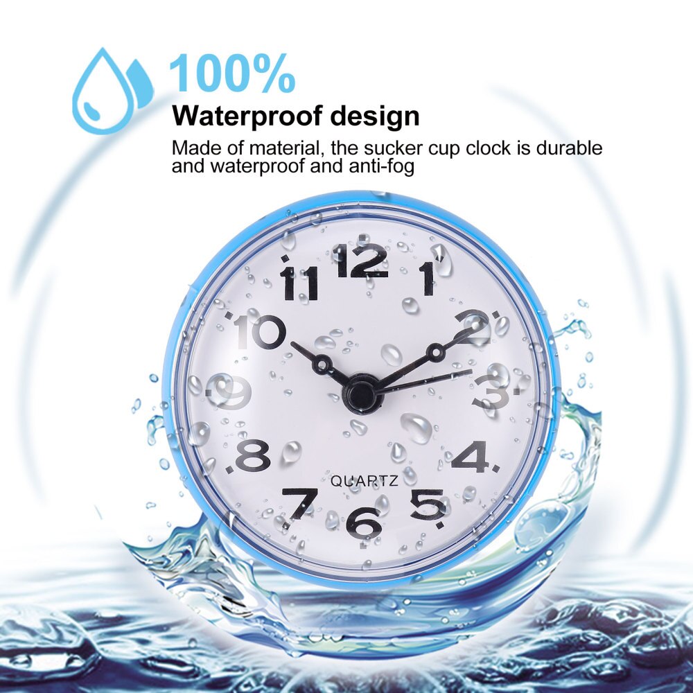 Horloge murale étanche pour salle de bain, 1 pièce, silencieuse, ventouse suspendue