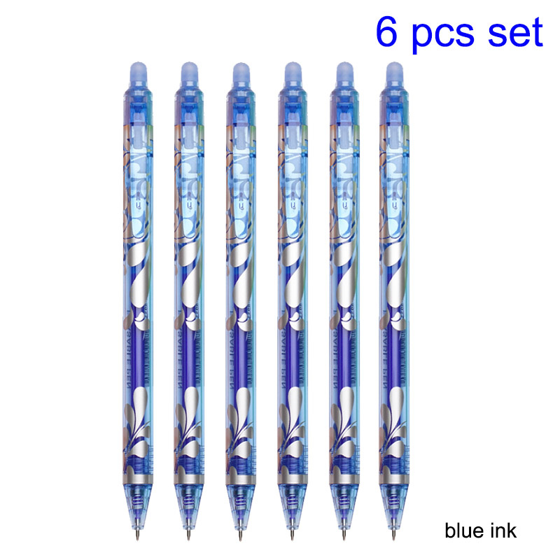 Juego de bolígrafos de Gel borrables de 0,5mm, varilla de repuesto de 6 colores, bolígrafo borrable de tinta mágica, mango lavable, papelería escolar para escritura y oficina, 6 uds.