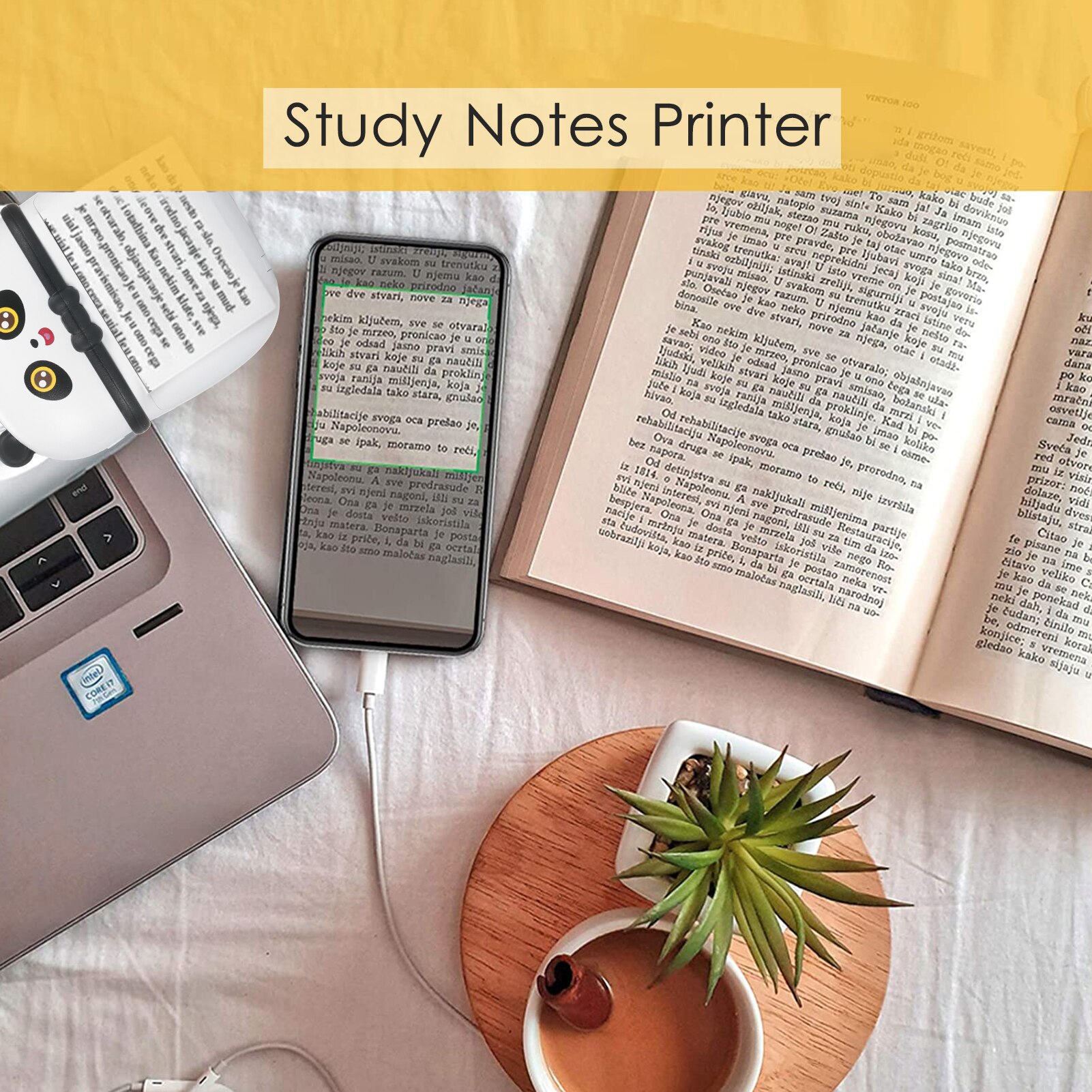 Mini Portable Wireless Thermal Printer 57mm Direct Thermal Printer 200 dpi Photo Note Label Printer Compatible with Android iOS