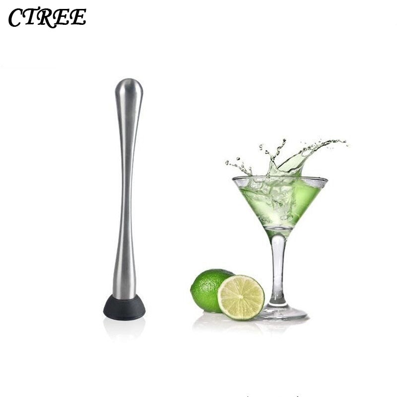 Ctree 1pc cocktail vin swizzle stick rustfrit stål frugt muddlers caipirinha støde pinde knust is hammer bar værktøj  c82