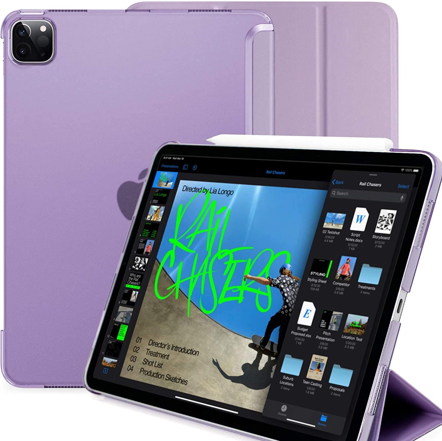 KHOMO Funda iPad Pro 11 ) 2nda Generación Smart Cover Delantero y Caracasa Trasera Semi Transparente Negro: Purple