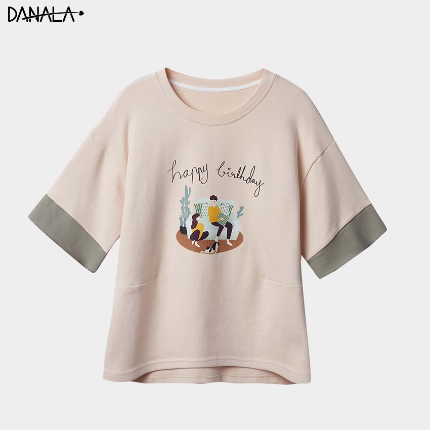 Danala 100% Katoen Casual Pyjama Sets Vrouwen Korte Mouw Print Nachtkleding Sets Meisjes Thuis Kleding Voor Vrouwen Thuis Suits Pyjama