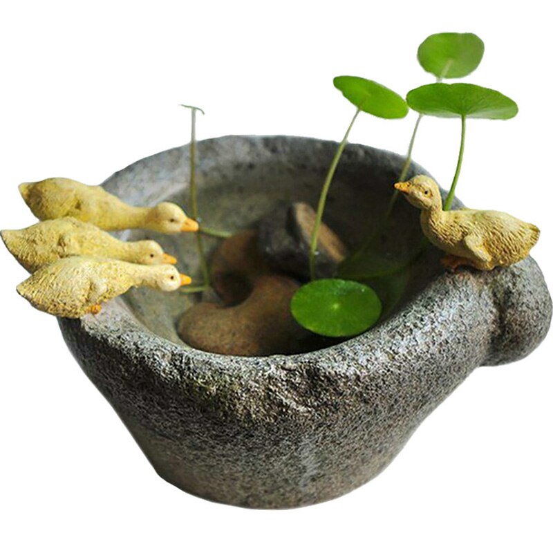 Sukkulent potte med ænder maison et jardin urtepotte bonsai plantepotte imiteret dyr urtepotte udendørs dekoration
